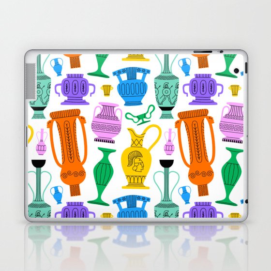 Colorful greek vase decoration cartoon seamless pattern Laptop & iPad Skin