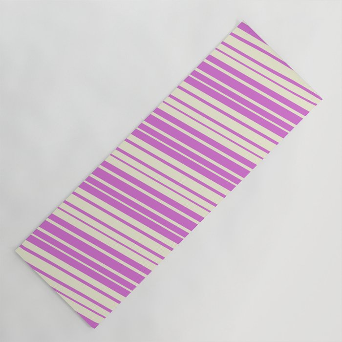 Orchid & Beige Colored Lined/Striped Pattern Yoga Mat