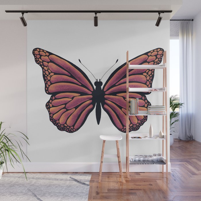 Glowing Orange Monarch Butterfly illustration Wall Mural