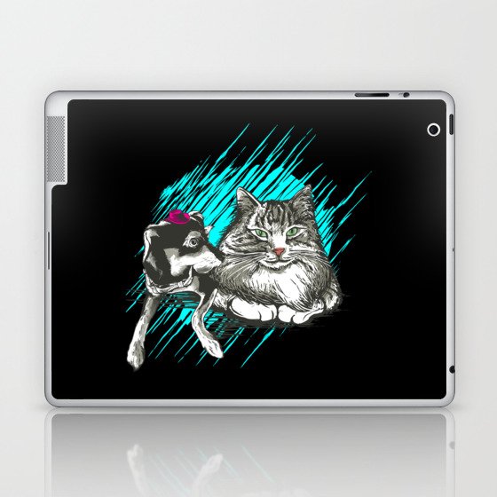 Cat And Dog Illustration Laptop & iPad Skin