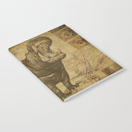 Vintage retro Hippo wildlife animal africa Notebook
