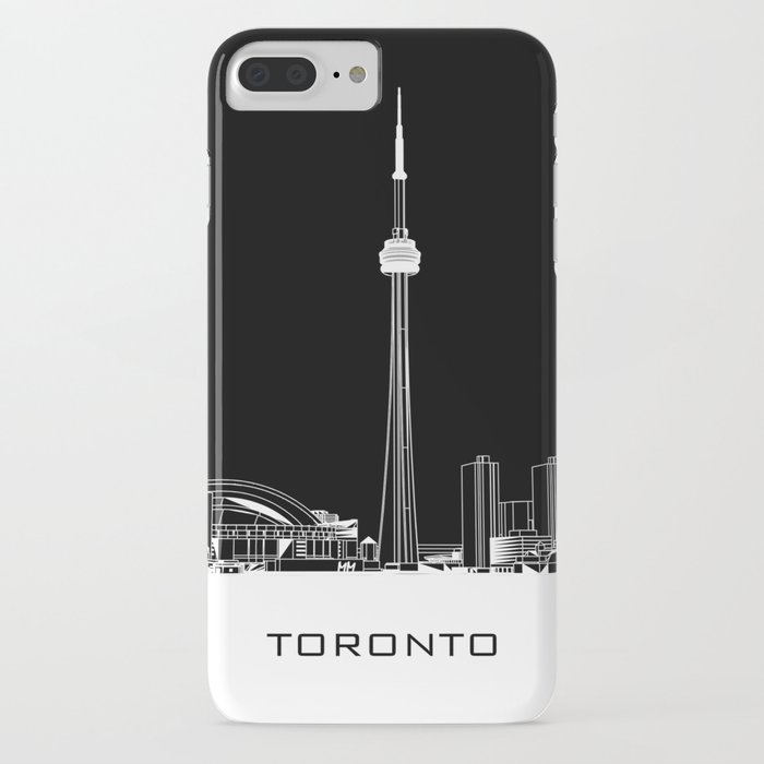 Toronto Skyline - White ground / Black Background iPhone Case | Graphic-design, Digital, Ink, Black-and-white, Typography, White, Black, Toronto, City-of-toronto, Toronto-skyline-art