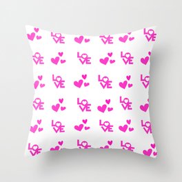 Cute pink love pattern Throw Pillow