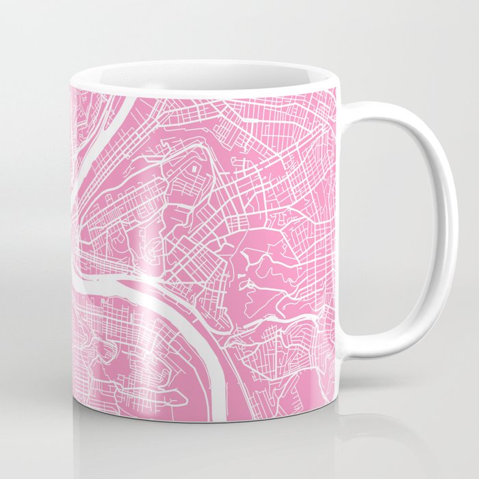 Pittsburgh map pink Coffee Mug