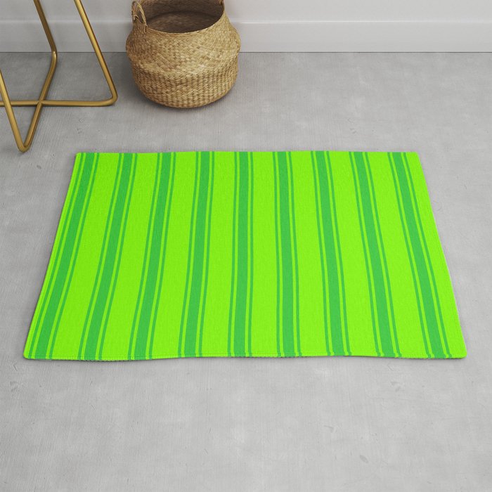 Chartreuse & Lime Green Colored Lines/Stripes Pattern Rug