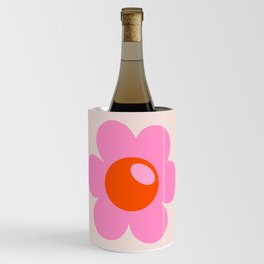 La Fleur | 05 - Abstract Retro Flower Print Pink Orange And Neutral Boho Decor Modern Floral Wine Chiller