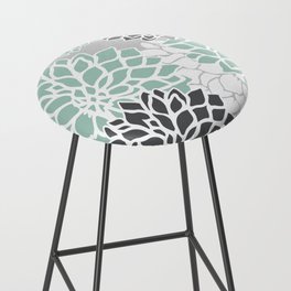 Flower Blooms, Teal and Grey Bar Stool