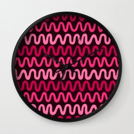 Bold Pink Waves Wall Clock
