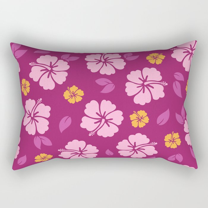 Tropic Tiki Bliss - Classic Hibiscus Print Rectangular Pillow
