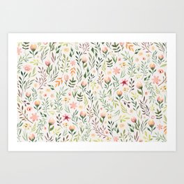 Watercolor Bohemian Flowers Art Print