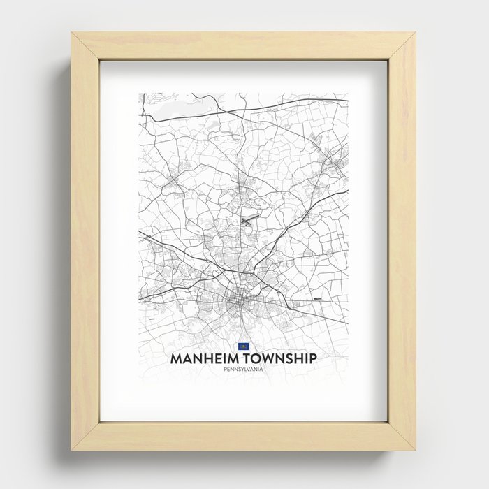 Manheim Township, Pennsylvania, United States - Light City Map Recessed Framed Print