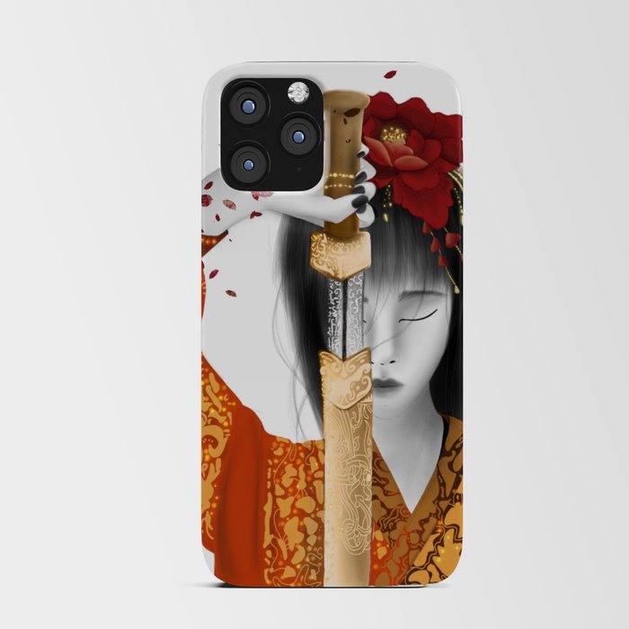 Geisha with sword iPhone Card Case