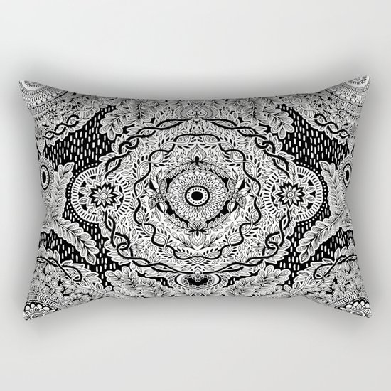 Rain in the Garden - black and white Rectangular Pillow