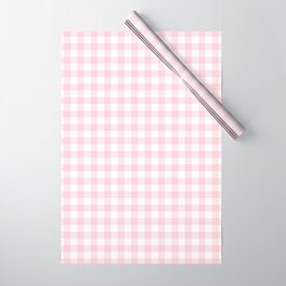 Light Soft Pastel Pink Cowgirl Buffalo Check Plaid Wrapping Paper