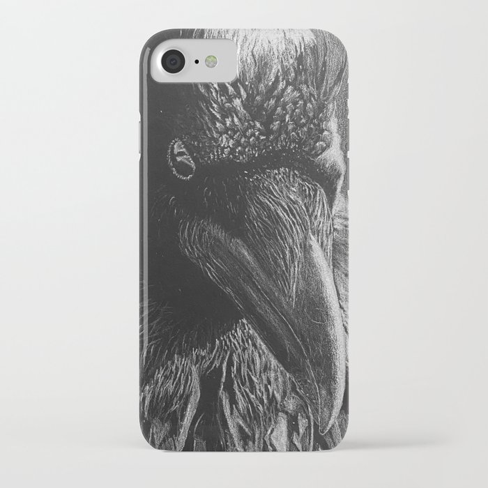 White Pencil Raven Drawing iPhone Case