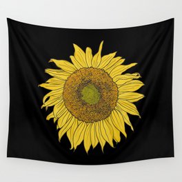Sunflower on Black by Seasons Kaz Sparks Wall Tapestry
