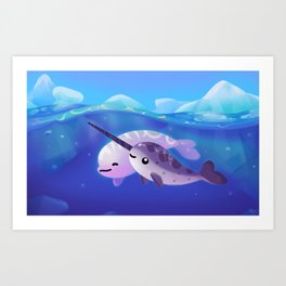 Beluga and Narwhal Art Print
