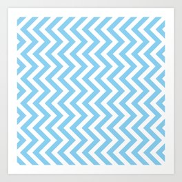 Baby Blue and White Medium Vertical Chevron Pattern Art Print
