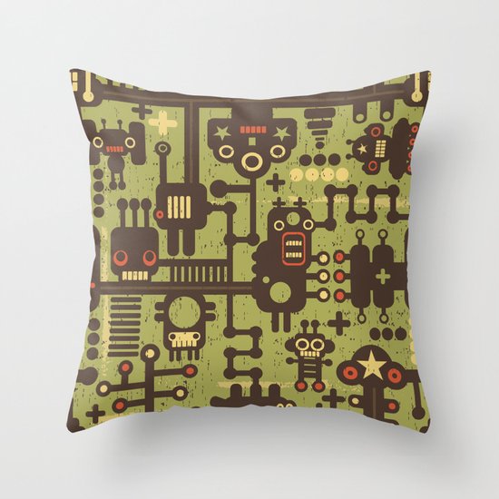 World of robots. Throw Pillow