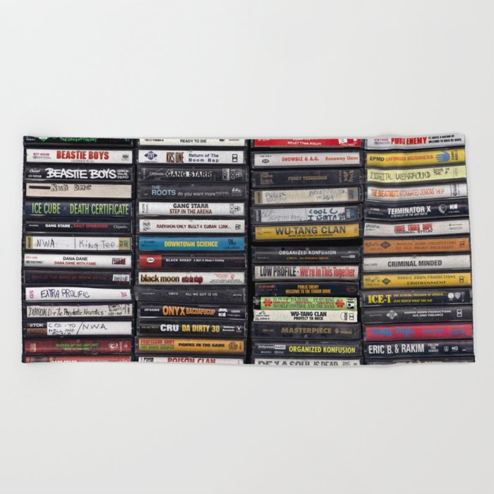 Old 80's & 90's Hip Hop Tapes Beach Towel