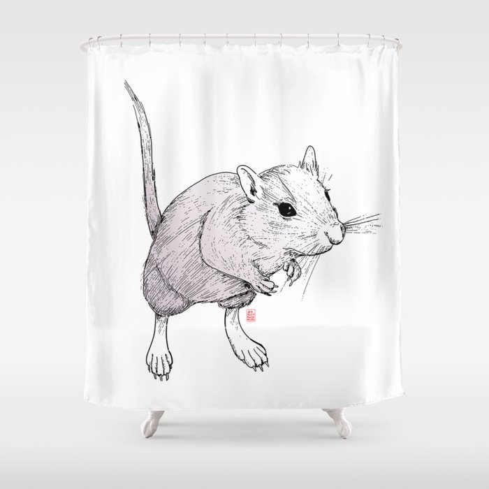 Gerbil On Shower Curtain