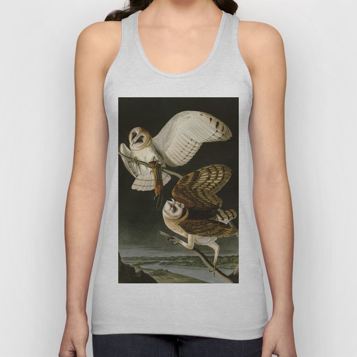 Barn Owl Vintage Bird Illustration Unisex Tank Top By