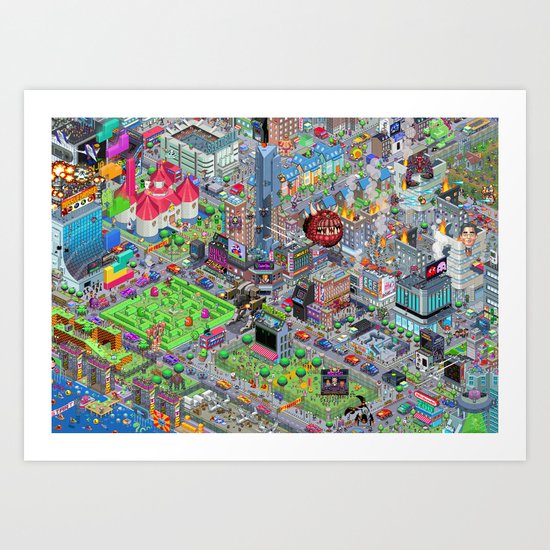 Videogame City V2.0 Art Print