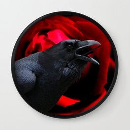 Crow Black Bird Red Rose Flower Gothic Home Decor Fantasy Art A590 Wall Clock