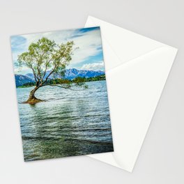 New Zealand Photography - Tree Surrounded By Water In Lake Wānaka Stationery Card