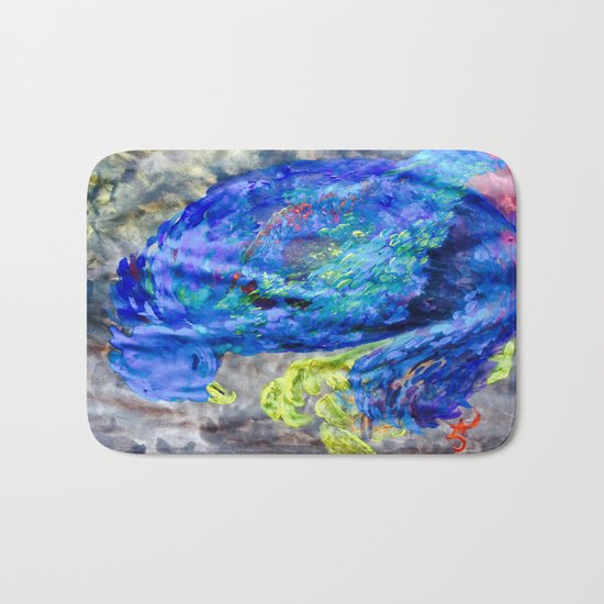 When You Just Need to Sleep Curl Up, Blue Phoenix Bath Mat