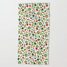 Vegetable Garden - Summer Pattern With Colorful Veggies Beach Towel
