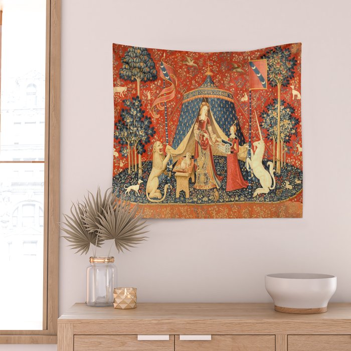 Lady and The Unicorn Medieval Tapestry Wall Tapestry by