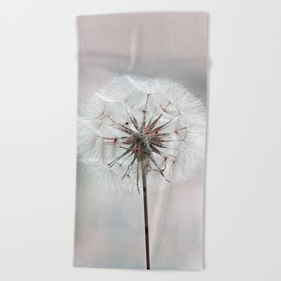 Delicate Dandelion Flower in soft light Beach Towel