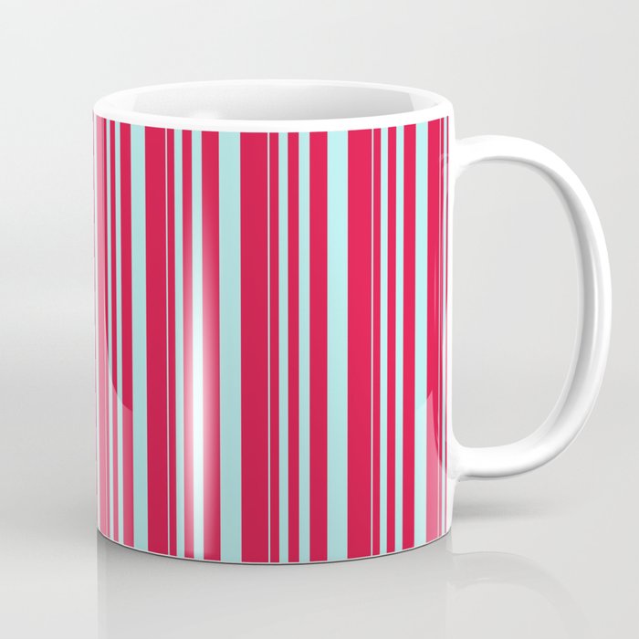 Turquoise & Crimson Colored Stripes/Lines Pattern Coffee Mug