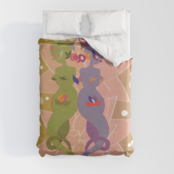 2 flower ladies Duvet Cover