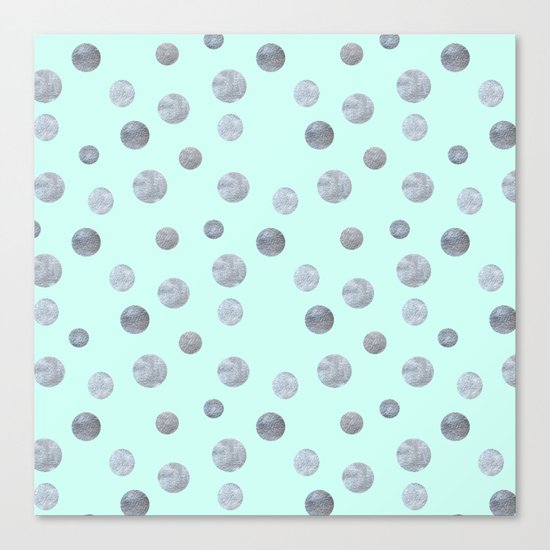 Silver dots on mint Canvas Print