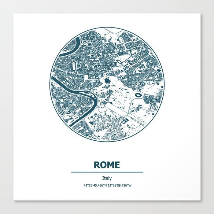 Rome city map coordinates Canvas Print