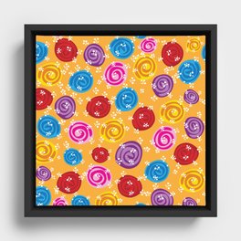 Colorful Roses Pattern Framed Canvas