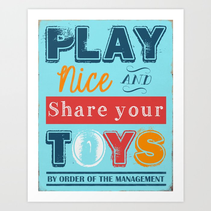 Play Nice & Share your Toys Subway Art Print | Home Decor | Playroom | Kid's Room | Bright, Colorful Art Print