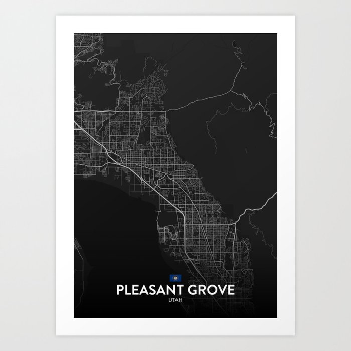 Pleasant Grove, Utah, United States - Dark City Map Art Print