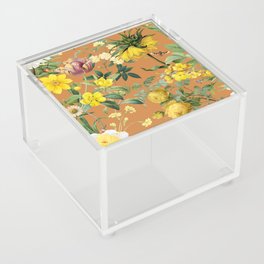 Blooming Garden - Warm Colors Botanical Illustration collage Acrylic Box