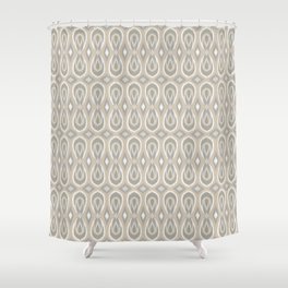 Ikat Teardrops in Tan and Gray Shower Curtain