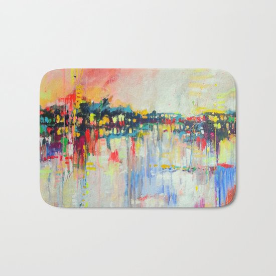 on the water, expressive landscape, abstract Bath Mat