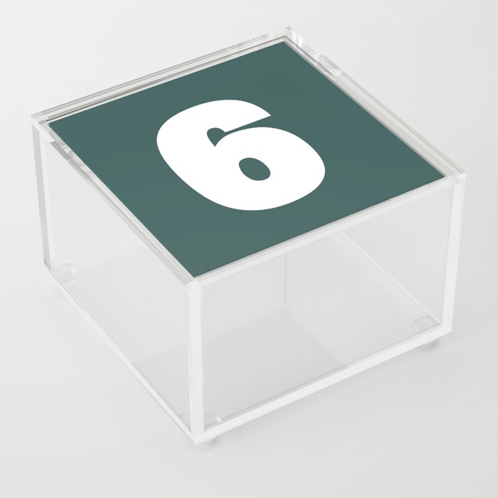 6 (White & Dark Green Number) Acrylic Box