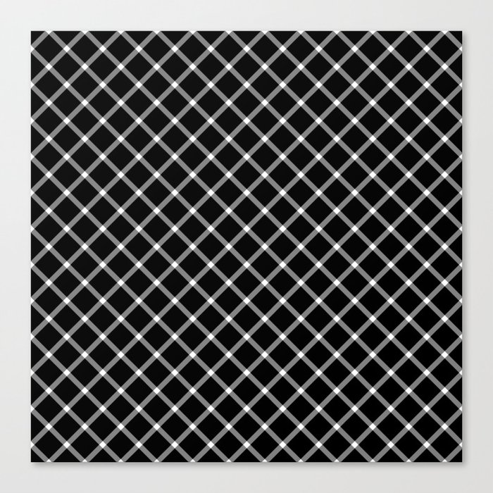 Classic Gingham Black and White - 07 Canvas Print