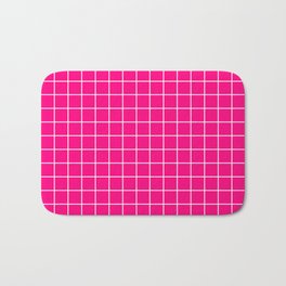 Bright pink - pink color - White Lines Grid Pattern Badematte | Vector, Color, Pattern, Colorful, Abstract, Makeitcolorful, Minimal, Trendy, Modern, Brightpink 