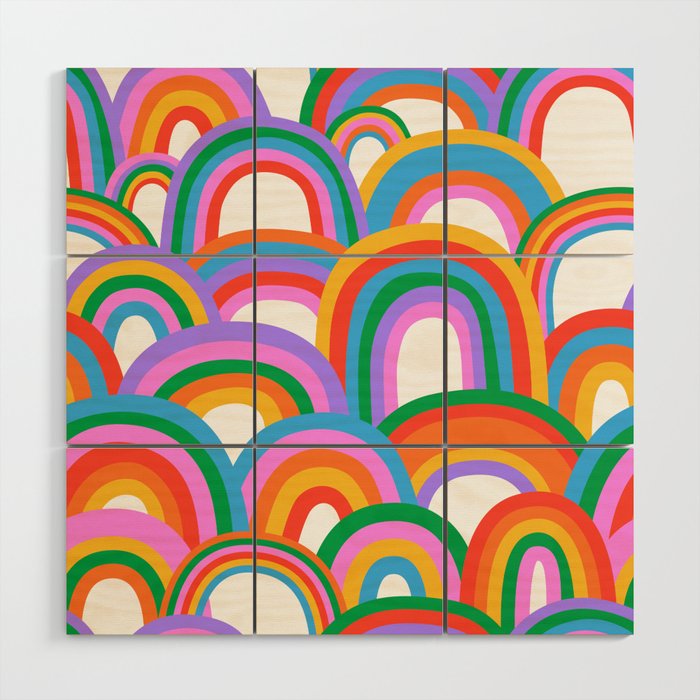 Diverse colorful rainbow seamless pattern illustration Wood Wall Art
