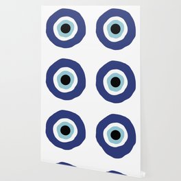 Wiggly Evil Eye - Light and Dark Blue Wallpaper