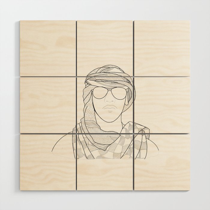 Arab man line art Wood Wall Art