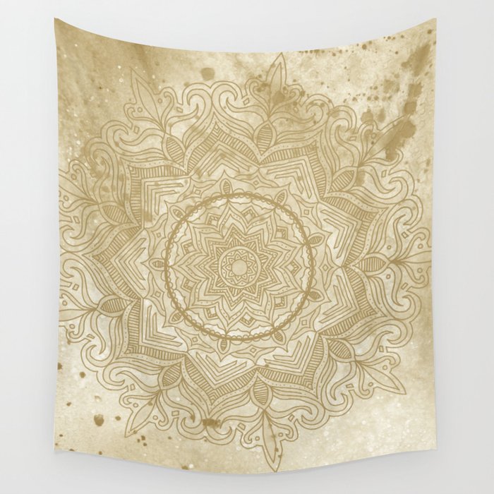 tan splash mandala swirl Wall Tapestry by Swirls Society6